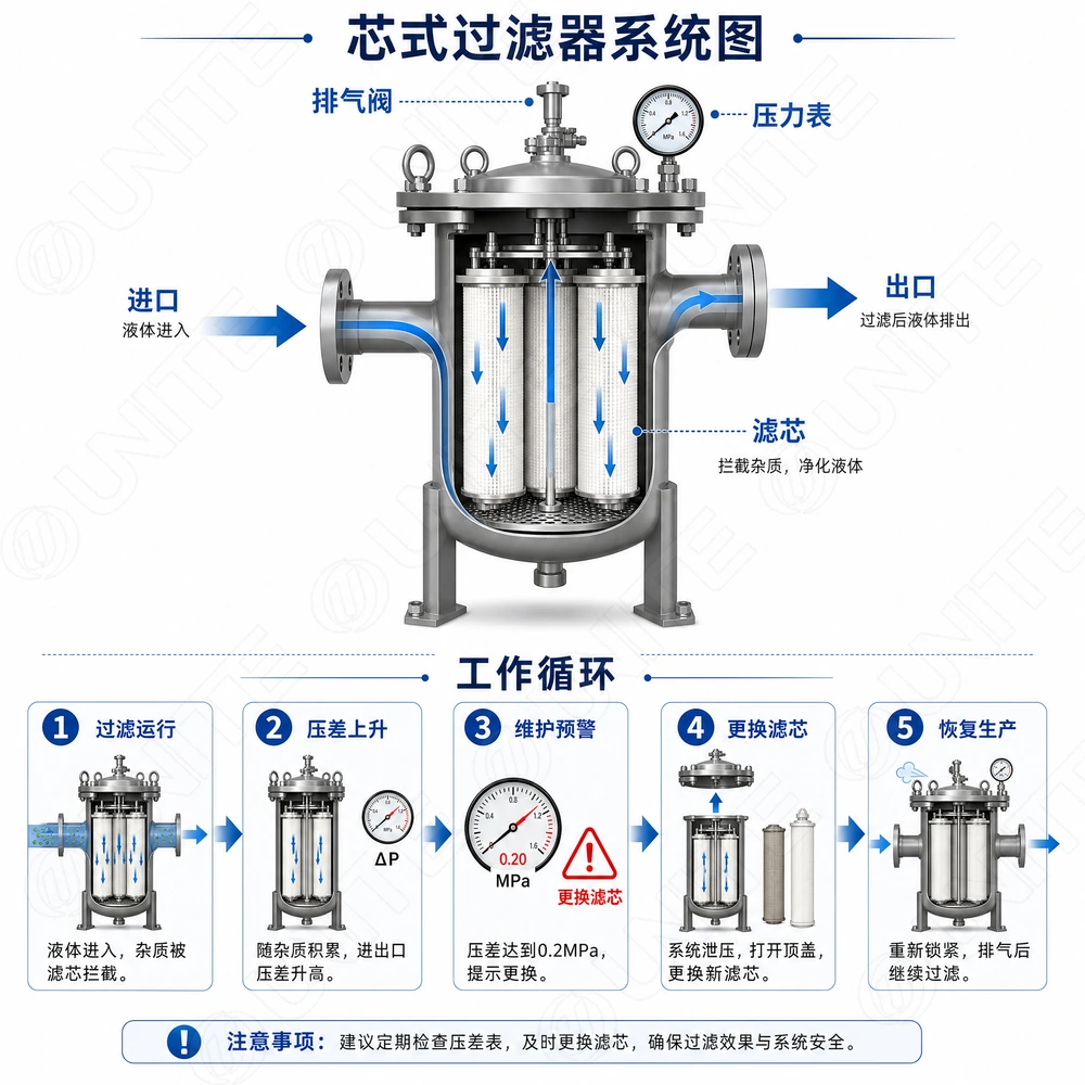 芯式过滤器流程图